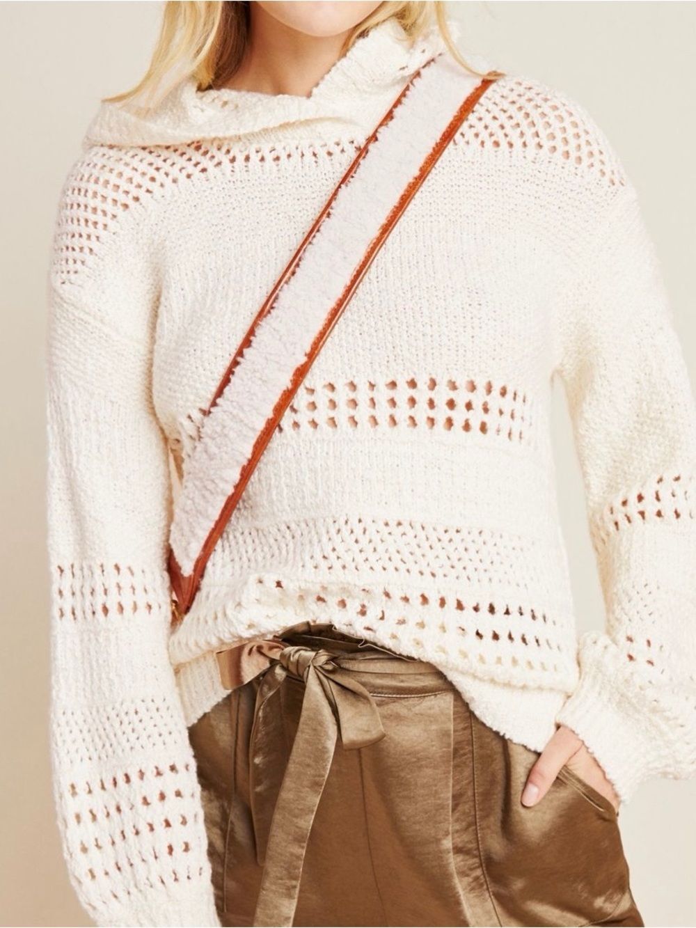 Anthropologie | Pointelle Hooded Sweater | Size: XS